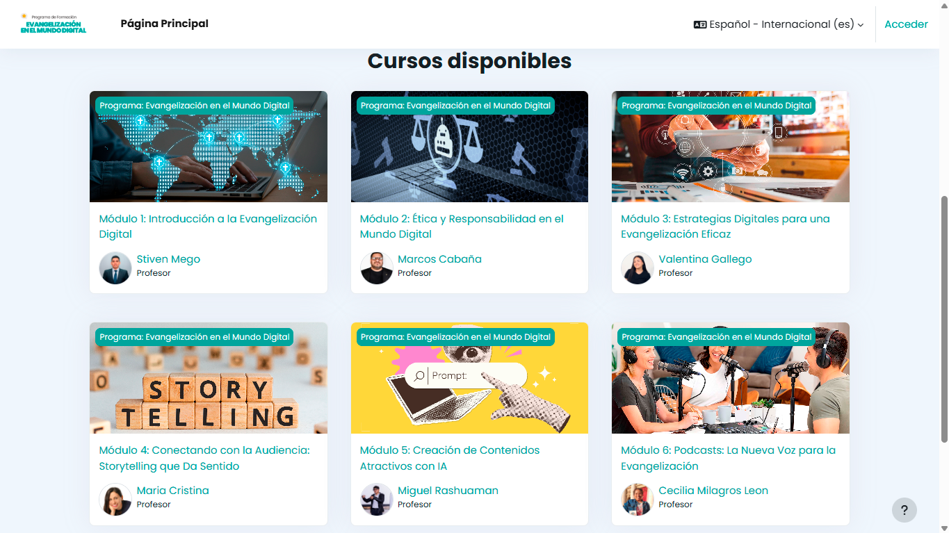 Aula Virtual, pantalla 1 de 3
