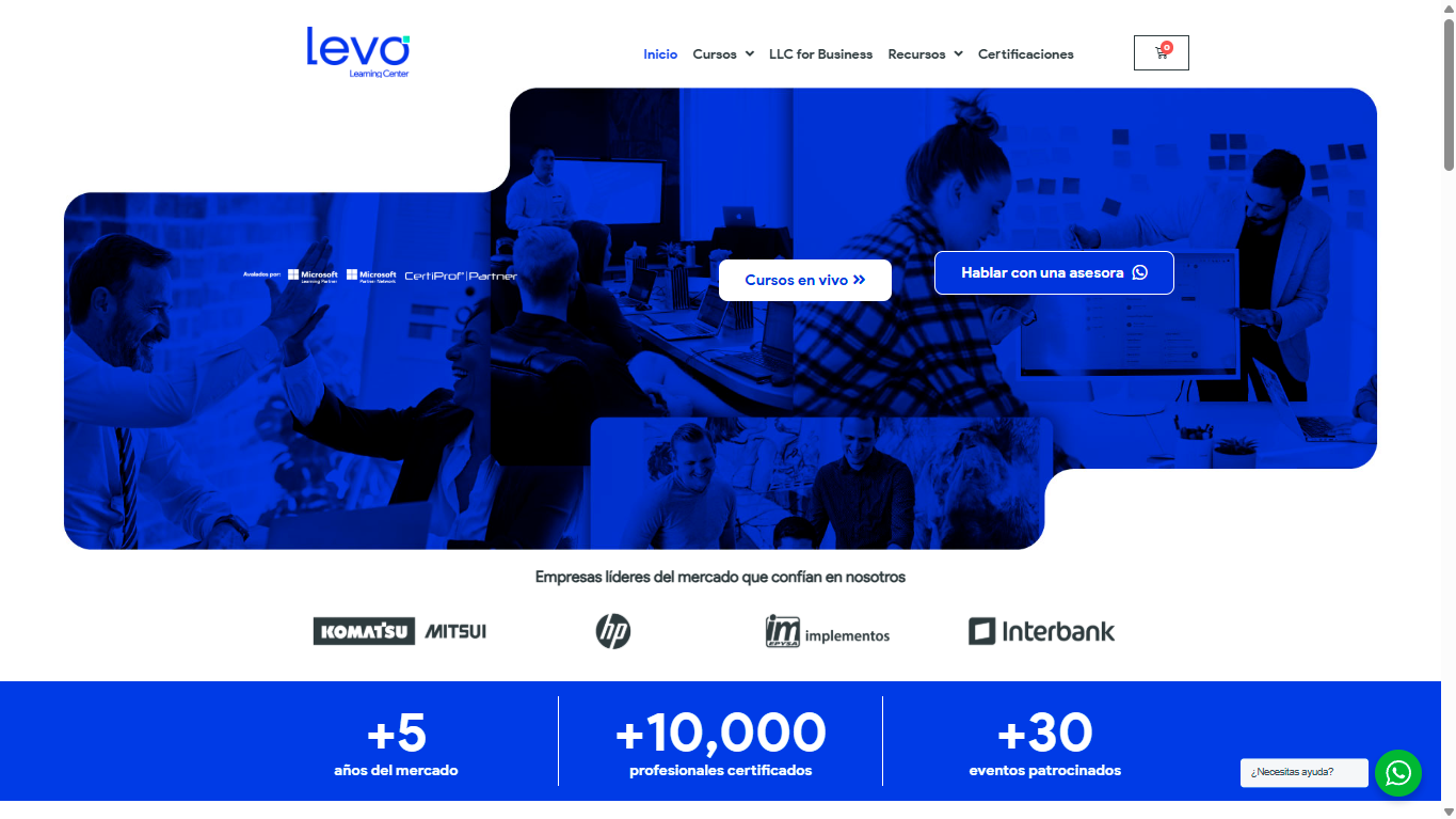 LEVO Learning Center, pantalla 1 de 3